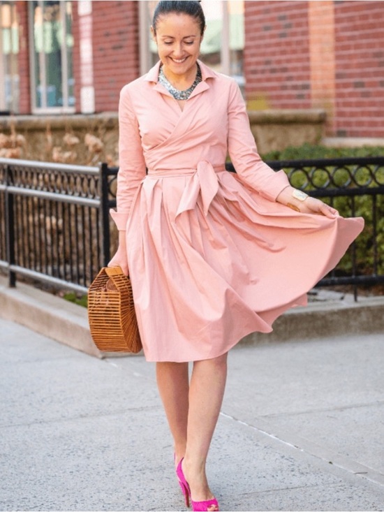 Gal Meets Glam Dresses & Skirts - Gal Meets Glam Elisabetta Rose Pink  Surplice Wrap Top Pleated Skirt Dress -14